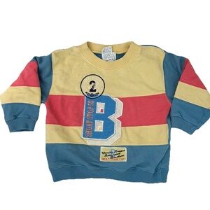 Vintage 1990s Baby Gap Kids Colorful Blue Yellow Red Striped Sweater Sweatshirt